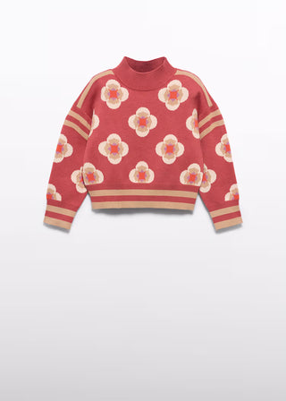 Geometric Jacquard Sweater in Paprika
