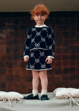 Black & White Bows Knit Skirt Set