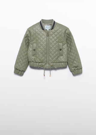 Quilted Faux Leather Jacket in Bay Leaf