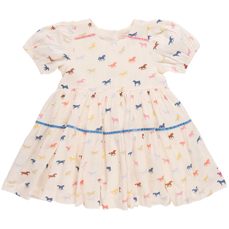 Charlie Dress in Multi Tiny Horses