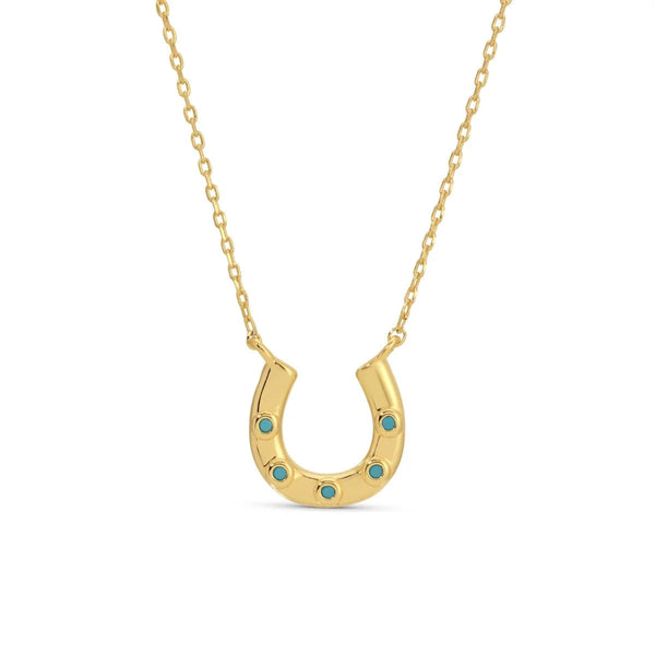 Horseshoe Pendant with Light Blue Accents