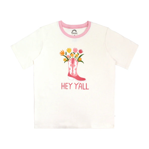 Hey Y'all Western Cotton Ringer Short Sleeve Shirt