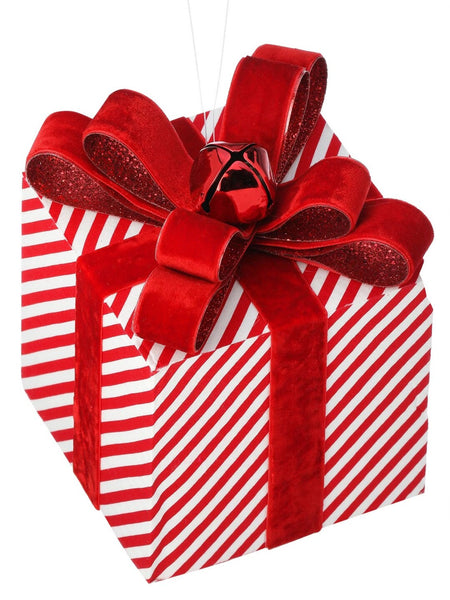 10" Glitter Stripe Gift Box with Bell