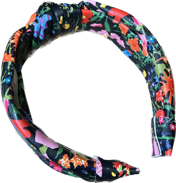 Floral Leather Knot Headband