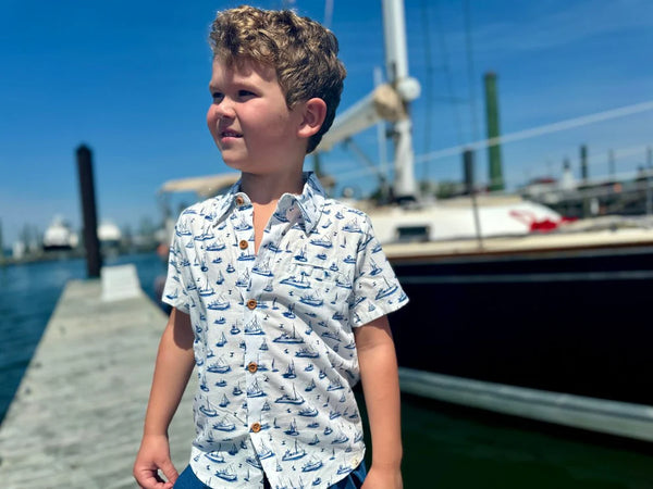 Maui Navy Boats Print Shirt