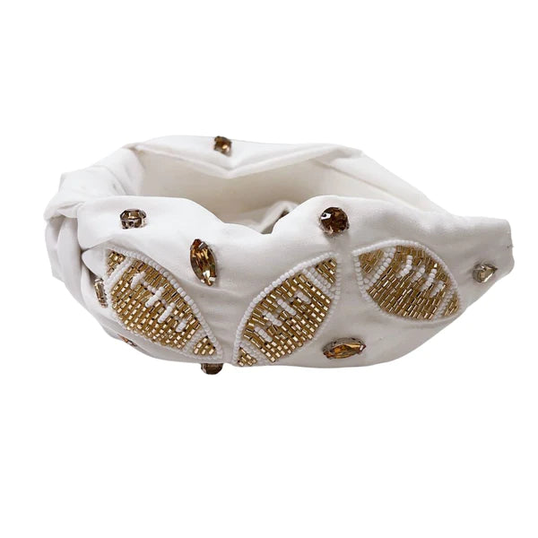 Football White & Gold Headband