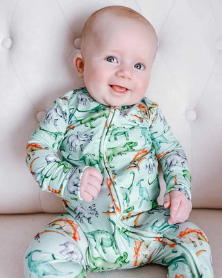 Landon Dinosaur Zippered Footie Sleeper