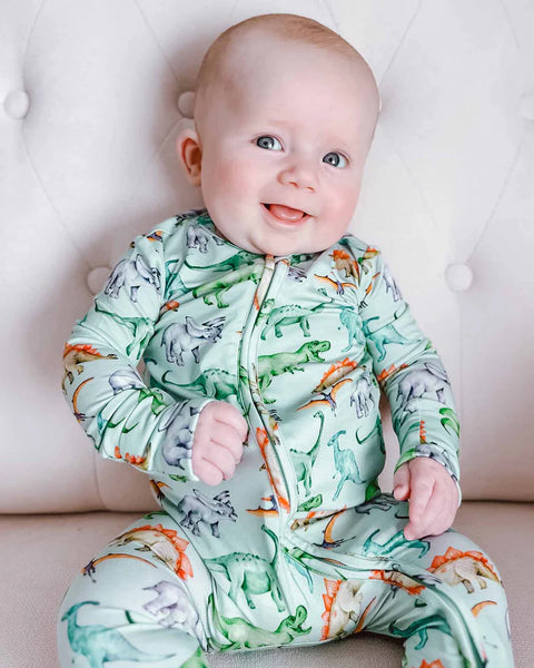 Landon Dinosaur Zippered Footie Sleeper