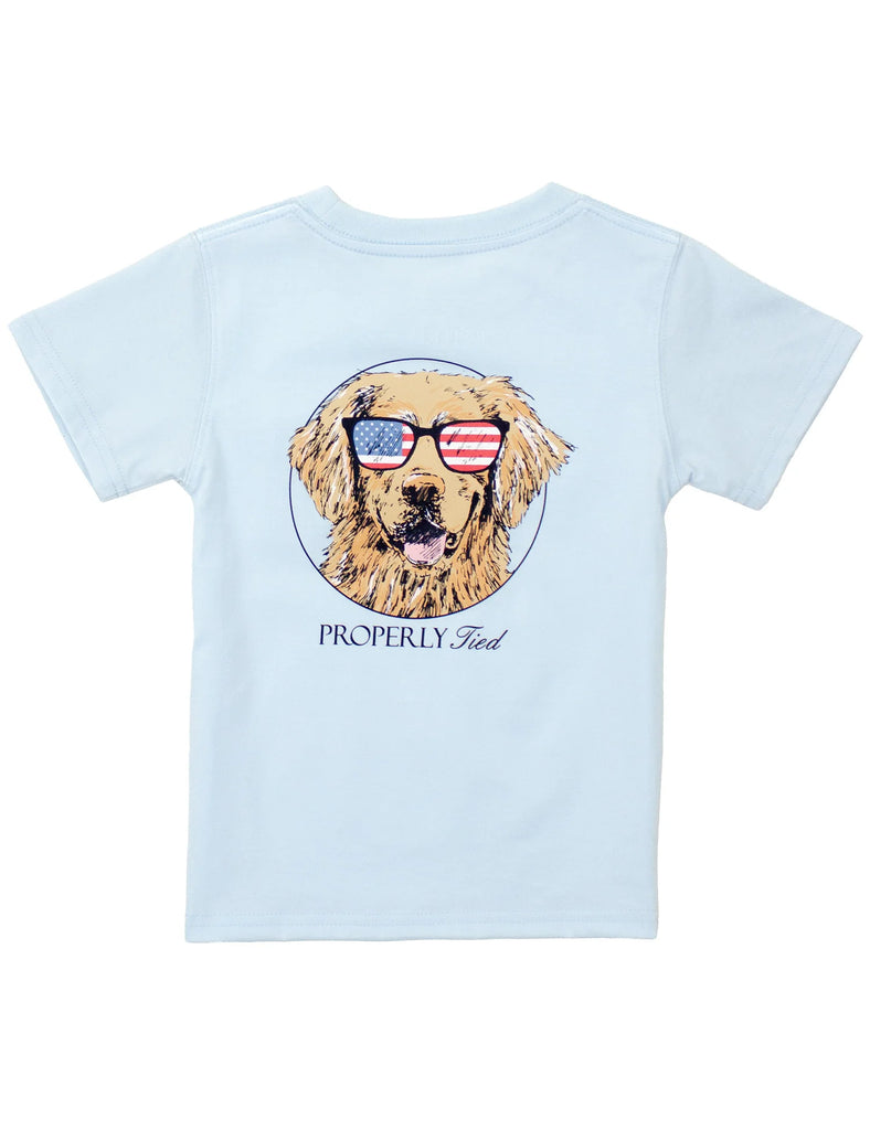 Patriot Dog Graphic Tee in Periwinkle