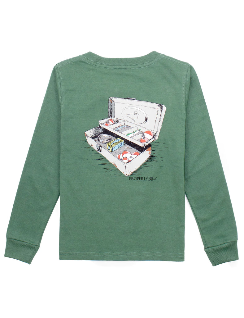 Boys Fern Green Tackle Box Long Sleeve Tee