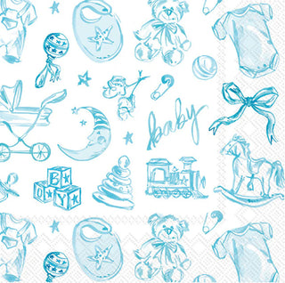 Cocktail Napkin Baby Toile Blue