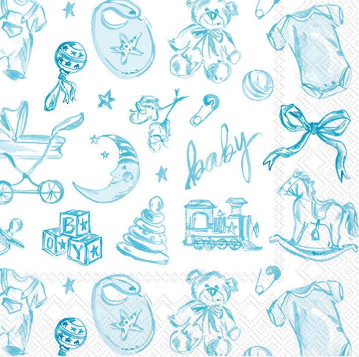 Cocktail Napkin Baby Toile Blue