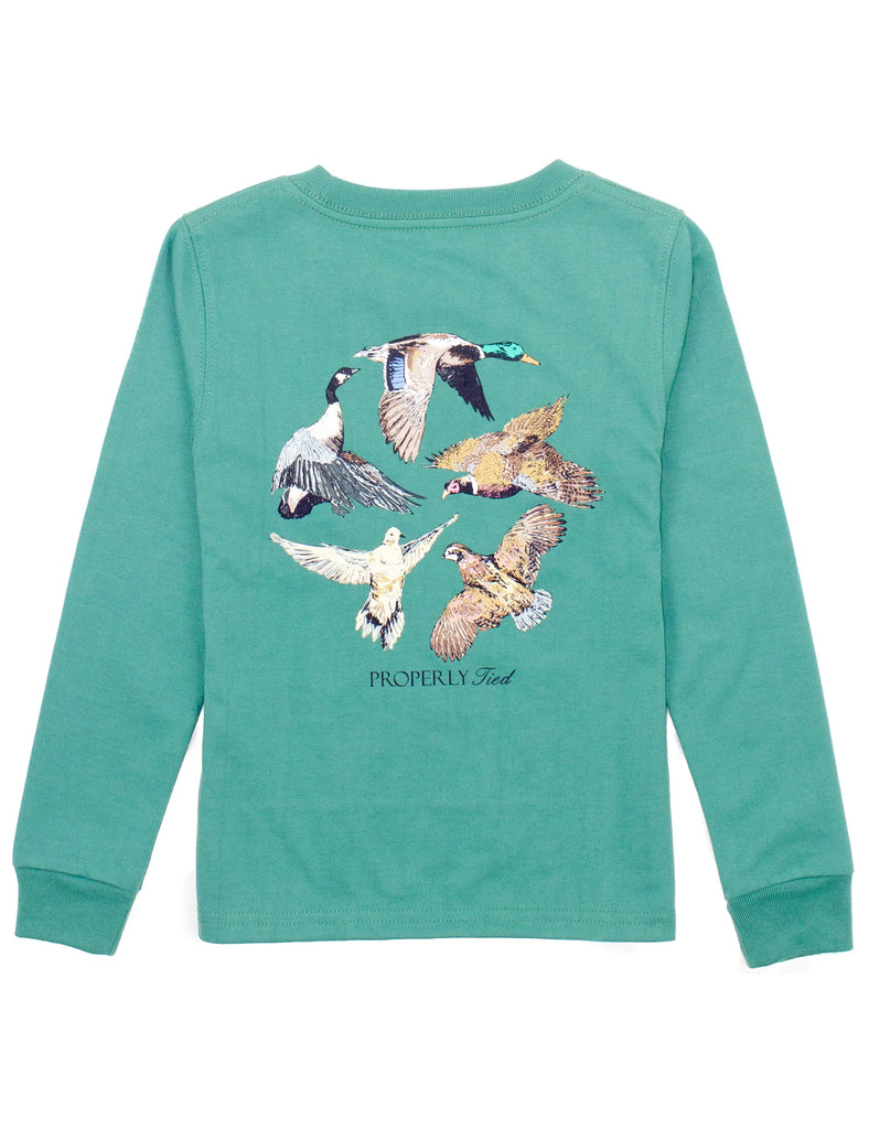 Boys Teal Flock Long Sleeve Tee