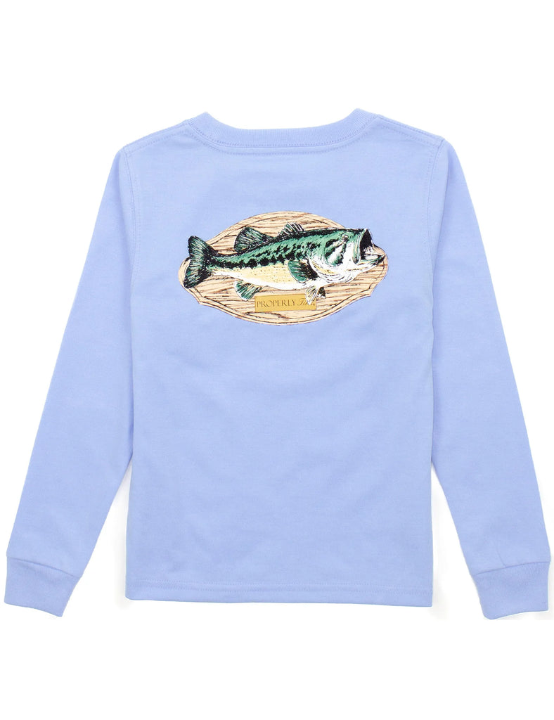 Boys Light Blue Bass Mount Long Sleeve Tee