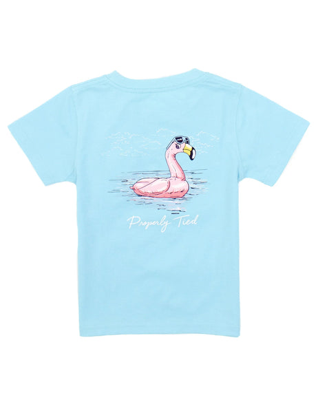 Flamingo Float SS Tee in Aqua