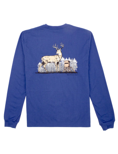 Deer Season Long Sleeve Tee in River Blue