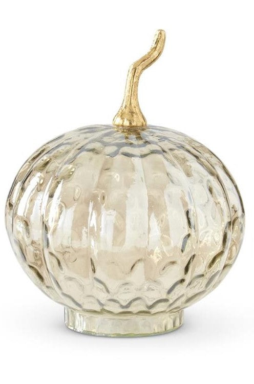 Medium Wavy Glass Pumpkin w/Metal Stem