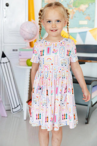 Art Class Short Sleeve Pocket Twirl Dress