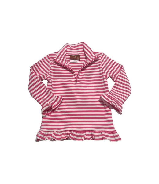 Ellie Pink Stripe 1/4 Zip Ruffle Pullover