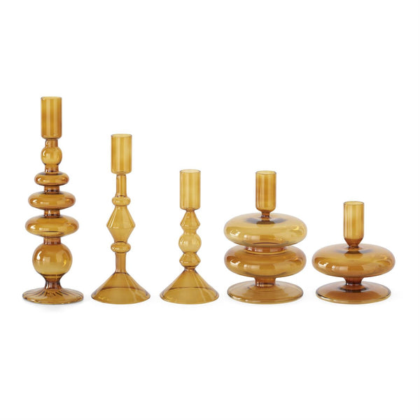Handmade Amber Glass Modern Taper Candleholder