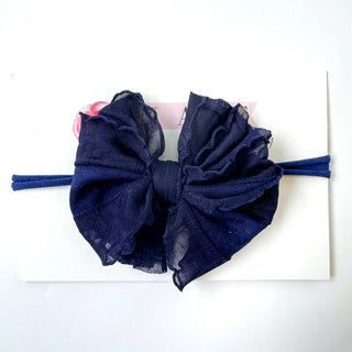 Navy Mini Ruffled Headband