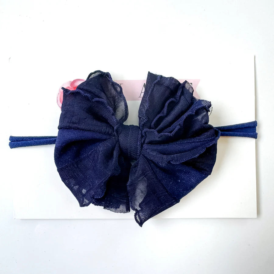 Navy Mini Ruffled Headband