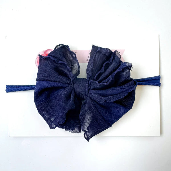 Navy Mini Ruffled Headband