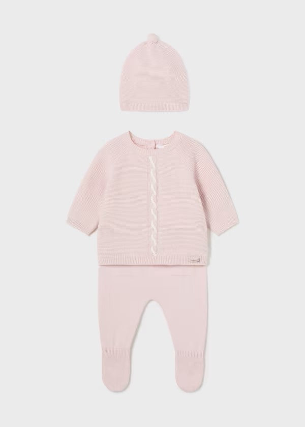 Newborn 3 Piece Knit Set - Blush