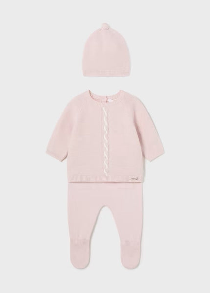 Newborn 3 Piece Knit Set - Blush