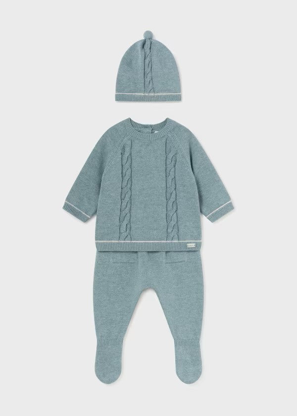 Newborn 3 Piece Knit Set - Iceberg Heather