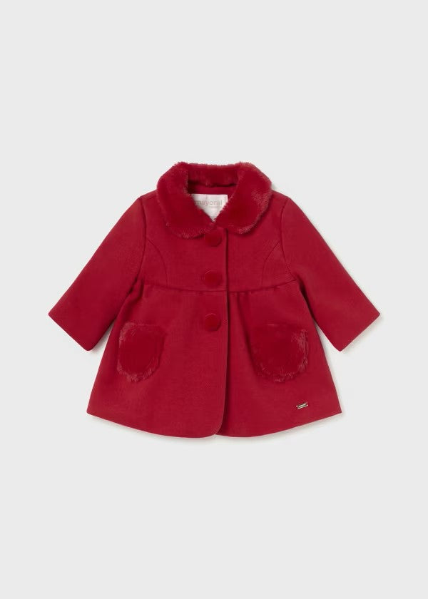 Girls Red Woolen Dress Coat