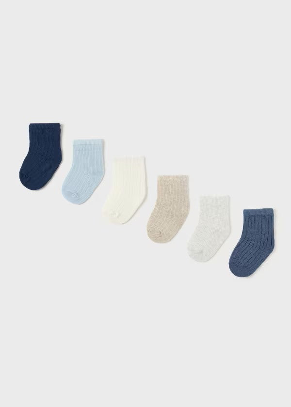 Newborn Set of 6 Socks - Blues