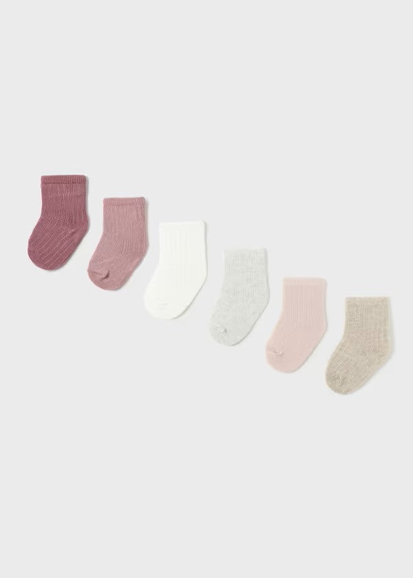 Newborn Set of 6 Socks - Pinks