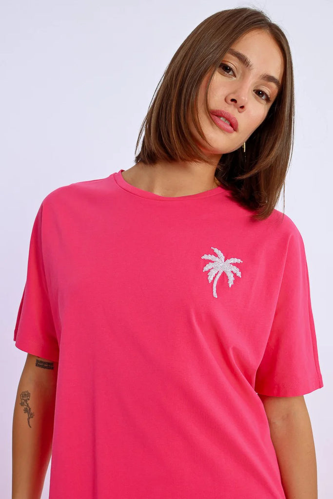 OVERSIZED PALM TREE PATTERN T-SHIRT