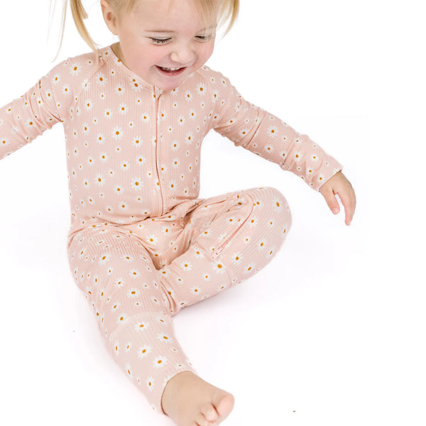 Pink Daisy Ribbed Bamboo Convertible Pajama