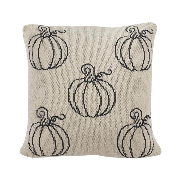 20" Cream and Black Pumpkin Pillow