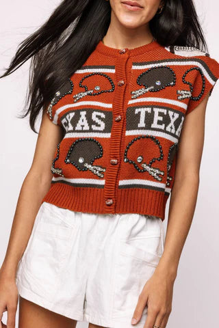 Texas Vintage Football Helmet Stripe Vest