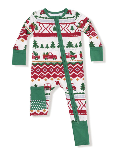 Red Truck Fair Isle 2 Way Zipper Romper