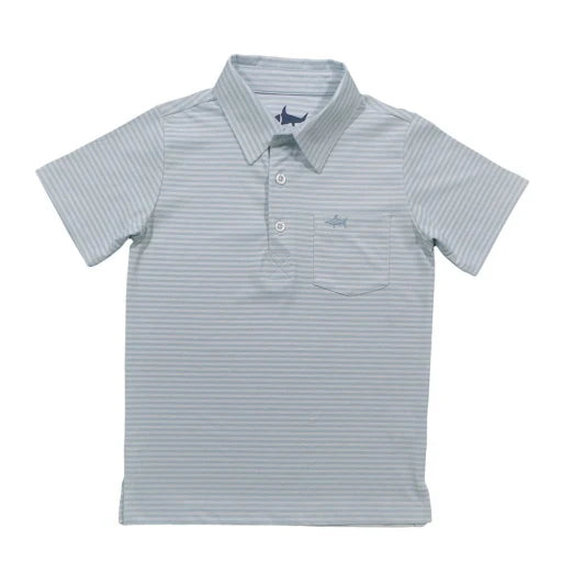 Inshore Performance Polo in Light Blue Stripe