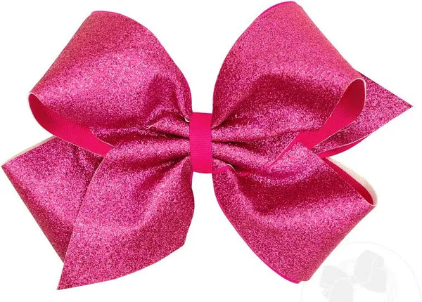 Medium Glitter & Grosgrain Overlay Bow (Assorted Colors)