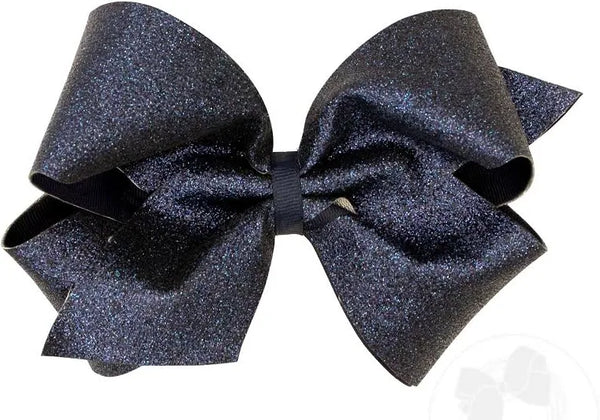 Medium Glitter & Grosgrain Overlay Bow (Assorted Colors)