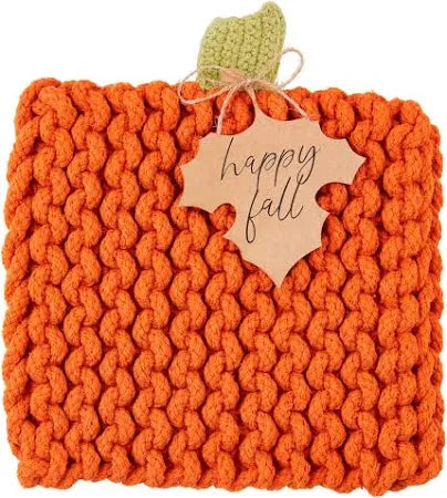 Pumpkin Knit Trivet (In Orange or Cream)