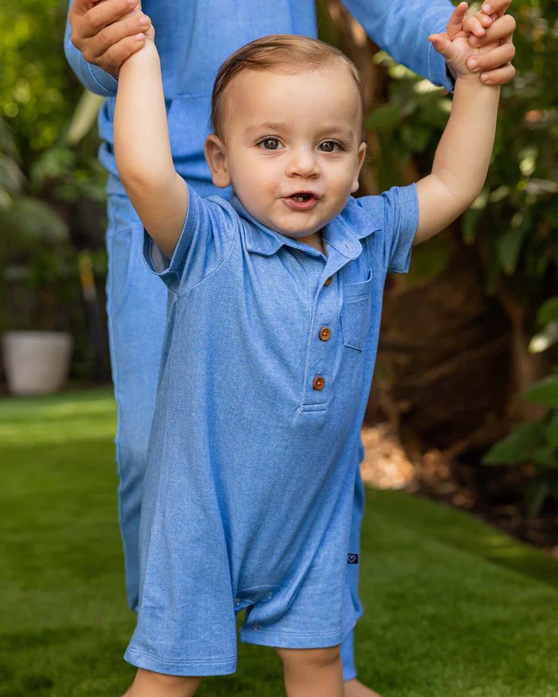 Denim Polo Romper