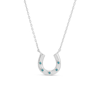 Horseshoe Pendant with Light Blue Accents
