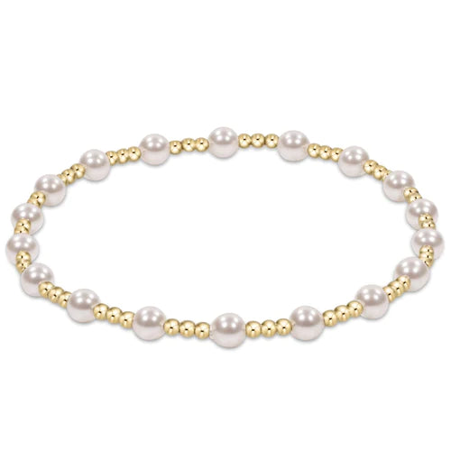 Classic Sincerity Pattern 4mm Bead Bracelet- Pearl