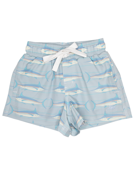 Coral Swordfish Swim Trunks