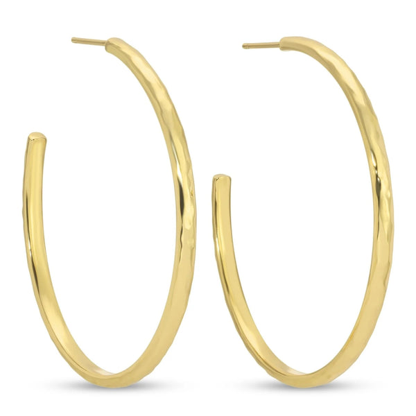 Large Textured Delicate Hoop Earrings in Gold
