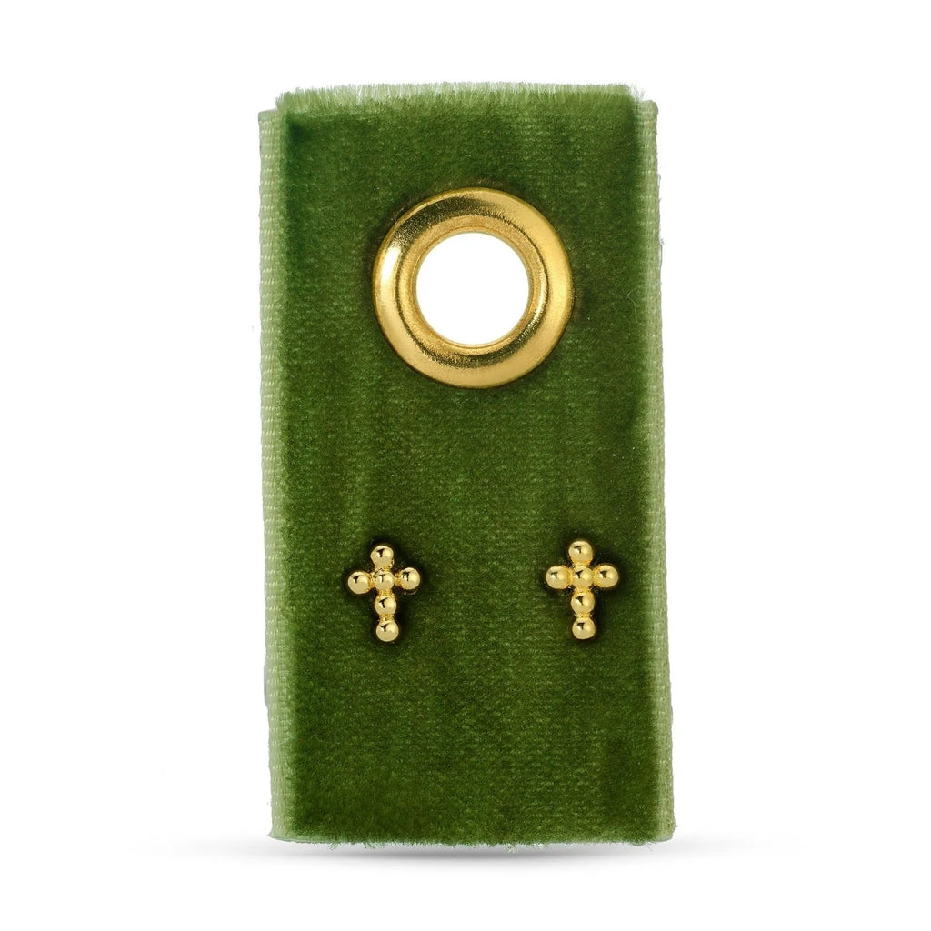 Petite Dot Cross Studs Gold