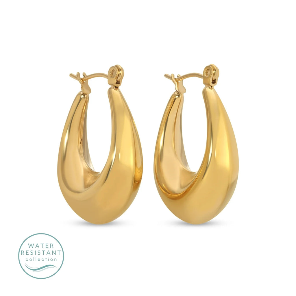 Small Gold Water Resistant Latchback Hoop Earrings