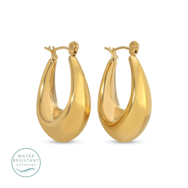 Small Gold Water Resistant Latchback Hoop Earrings